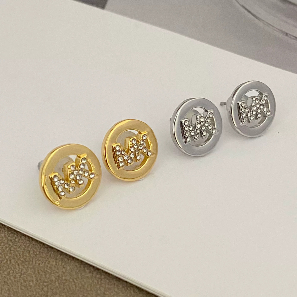 Tory Burch Geometric Hollow Letter Stud Earrings